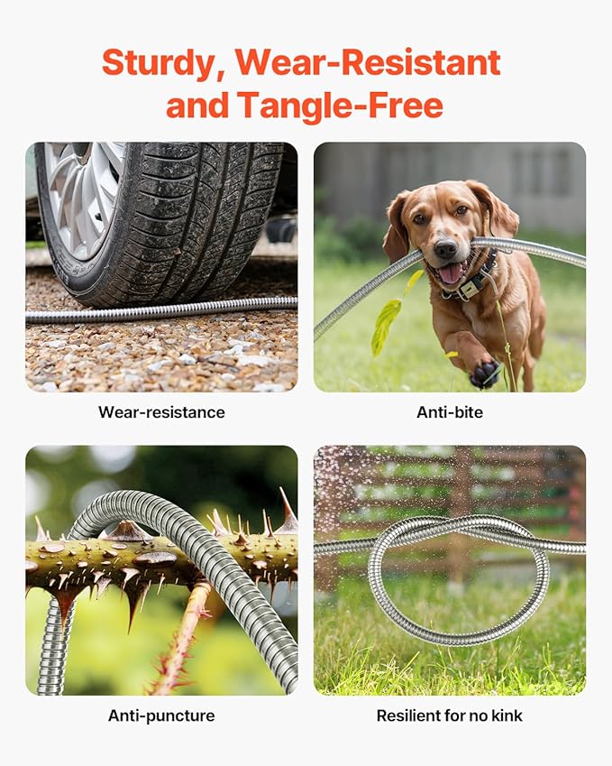 VEVOR Garden Hose Metal 150 ft, Rust Proof Stainless Steel Water Hose, Heavy Duty Backyard Hose with 10 Function Nozzle, No-Kink & Flexible Water Pipe, Lightweight Metal Hose for Yard, Outdoor