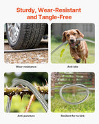 VEVOR Metal Garden Hose 25 ft, Rust Proof Stainless Steel Water Hose, Heavy Duty Backyard Hose with 10 Function Nozzle, No-Kink & Flexible Water Pipe, Lightweight Metal Hose for Yard, Outdoor