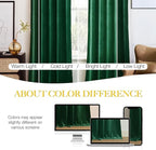 NICETOWN Emerald Green Velvet Curtains 96 inches Long (2 Panels, 52-inch Wide), Home Decoration Thermal Insulated Drapes for Forest Theme Kids Bedroom