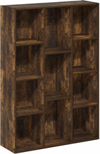 Furinno LUDER Book Shelf, 11-Cube Bookshelf, Reversible Bookcase, 9.4 x 29.1 x 41.7, Easy Assembly, for Living Room, Bedroom, Home Office, Amber Pine