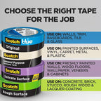 Scotch General Purpose Masking Tape, 1.88 in x 60.1 yd, Beige, Sticks for Up to 5 Days, Removes Easily Without Leaving Sticky Residue, Easy-to-Tear Masking Tape (2050-48MP)