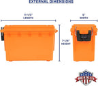Sheffield 12630 Ammo Storage Box, Stackable .30 Cal Field Boxes, Water and Dust Resistant, Lockable Storage Box with Handle, Secures Hunting Gear, Supplies, and Bullets, Made in USA, Orange, 1-Pack