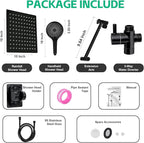 Shower Head,10”Rain Shower Head with Handheld Spray Combo and Adjustable Extension Arm/3-Way Flow Regulator/Shower System,High Pressure Rain Fall Hose,Matt Black