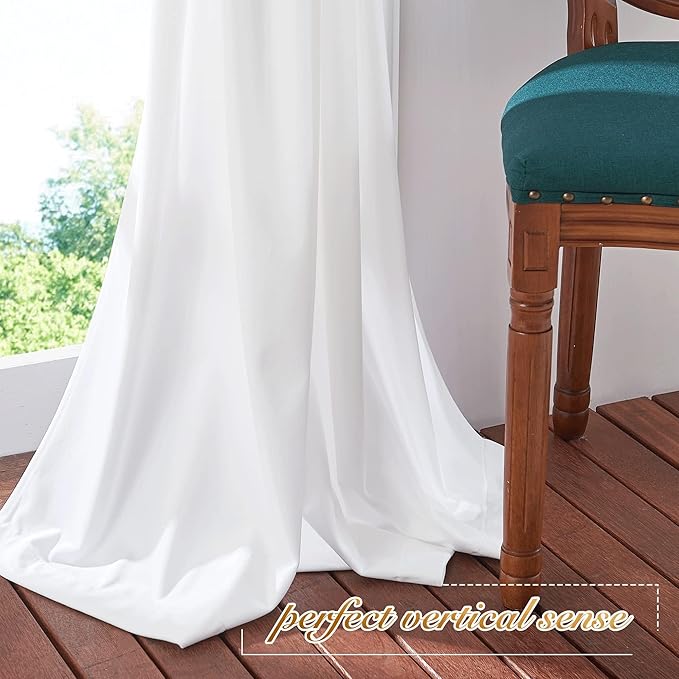 NICETOWN White Velvet Curtains 84 inches for Bedroom, Sound Reducing Heavy-Duty Solid Rod Pocket Light Blocking Drapes/Panels for Living Room (2 Panels, 52 inches Wide Each Panel)