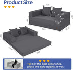 COMAX Futon Sofa Bed, 4‑in‑1 Convertible Sofa Bed, Folding Boneless Couches for Living Room, Fold Out Small Foldable Loveseat Floor Sleeper Comfy Mattress Lounge Space‑Saving, Grey