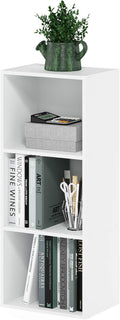 Furinno LUDER Book Shelf, 3-Cube Bookshelf, Bookcase with Open Shelves, 9.3 x 12 x 31.5, Easy Assembly, for Living Room, Bedroom, Home Office, White
