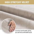 H.VERSAILTEX Velvet Dining Chair Covers Stretch Chair Covers for Dining Room Set of 2 Parson Chair Slipcovers Chair Protectors Covers Dining, Soft Thick Solid Velvet Fabric Washable, Oatmeal