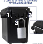 Sheffield 12772 4-Pack Ammo Storage Box, Stackable .30 Cal Field Boxes, Water and Dust Resistant, Lockable Storage Box with Handle, Secures Hunting Gear, Supplies, and Bullets, Made in USA, Black