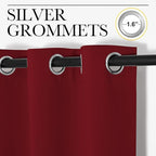 NICETOWN Holiday Christmas Decor Thermal Insulated Solid Grommet Blackout Curtains/Drapes for Living Room (1 Pair, 42 by 63 inches, Burgundy Red)