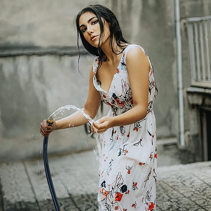 Fevone Kink Free Garden Hose 50 ft, All Weather Flexible, Heavy-Duty & Durable, Solid Brass Fittings, Leak-Free Connection