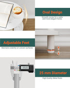 Small Round Side Table - 3-Tier Oval Accent Table for Small Spaces, Rustic Wood and Metal Couch End Table, Nightstand for Bedroom or End Table Living Room, Easy to Assemble, Marble White