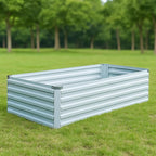 2 Pack 4x2x1FT Galvanized Raised Garden Beds Kit Outdoor Metal Gardening Planter Box for Vegetable Elevated Flower Herbs,Silver