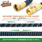 Flexi Hose Expandable Garden Hose with 8 Function Nozzle, 150FT - Lightweight Retractable Garden Hose, Water Hose - No-Kink Flexibility, 3/4 Inch Solid Brass Fittings and Double Latex Core