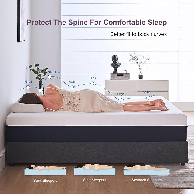 Queen Mattress, 8 Inch Gel Memory Foam Mattresses, Medium Firm for Cool Sleeping, Pressure Relief, Easily Replaceable,CertiPUR-US Certified Colchón in a Box