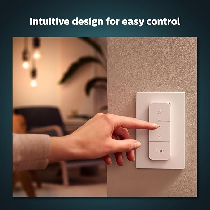 PHILIPS Hue Smart Dimmer Switch with Remote, White, 1 Pack, Turns Hue Lights On, Off, Dims or Brightens, Smart Home Control, Requires Hue Bridge, Easy, No-Wire Installation