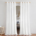 NICETOWN Thick Linen White Curtains 90 inch Length, Grommet Flax Linen Blend Window Treatments Privacy with Light Filtering Drapes for Bedroom/Living Room, W55 x L90, 2 Panels
