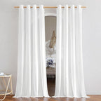 NICETOWN Thick Linen White Curtains 90 inch Length, Grommet Flax Linen Blend Window Treatments Privacy with Light Filtering Drapes for Bedroom/Living Room, W55 x L90, 2 Panels