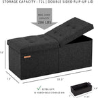 HAUSFRAU 31.5 Inches Ottoman with Storage Bench, Folding Ottoman Bench Small Foot Rest Stool, Bedroom Bench with Flipping Lid, Linen Espresso