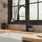 FORIOUS Black Vintage Kitchen Faucet Pull Down Sprayer Stainless Steel, High Arc Single Handle Antique Sink Faucet 1 or 3 Holes for Pot Filler, Farmhouse Camper RV Wet Bar