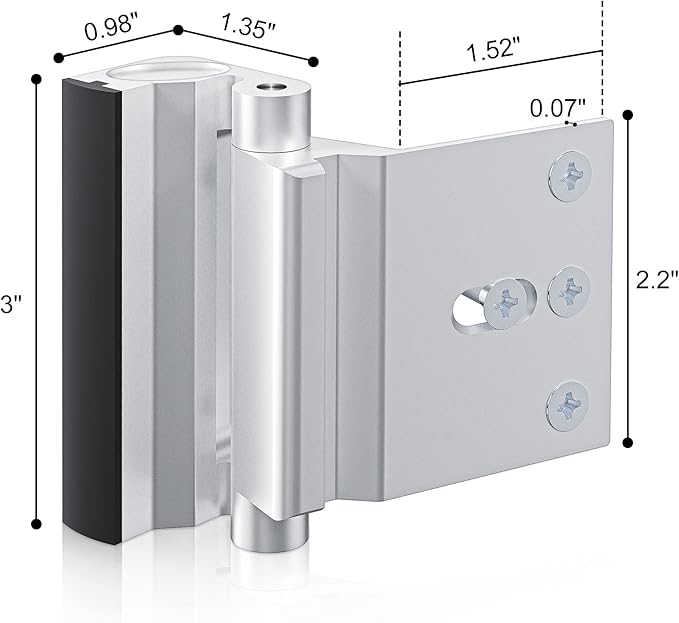 Door Reinforcement Lock Withstands 800lbs of Force - Silver Extra Proof Door Lock for Kids Safety Drilling Required, Prevents Unauthorized Entry, Add a Door Security Lock for Home Safety & Privacy