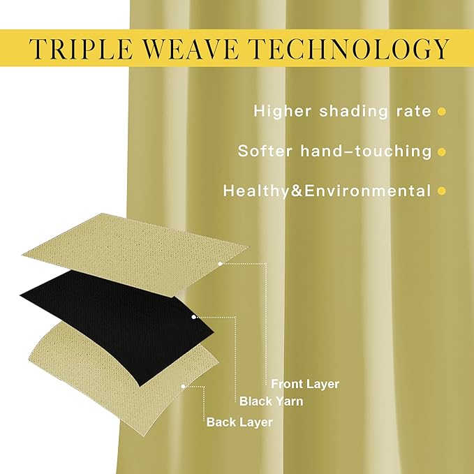 NICETOWN Window Curtain Drapes Long Curtains - (52 inches Wide x 120 inches Long, Paler Yellow, 2 Pieces) Living Room Panels Grommet Top Window Treatment for Hall & Guest Room