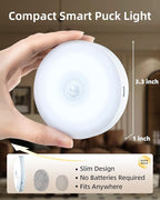 EZVALO Under Cabinet Lighting,1000mAh Rechargeable Puck Lights with Remote,3 Color Temps & 12 RGB Motion Sensor Closet Lights Indoor,Dimmable Under Cabinet Lights for Kitchen,Cabinets,Closet (3 Packs)