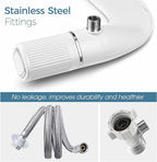 BIGCOW Ultra-Slim Bidet Attachment for Toilet - Dual Nozzle (Frontal & Rear Wash) with Adjustable Cold Water Pressure and Stainless Steel Inlet - Hygienic Solution for Fresh Cleanliness, Silver 2 Pcs