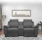 Easy-Going Loveseat Recliner Cover with Console, Reversible Couch Cover for Living Room, Split Sofa Cover for Each Seat with Elastic Straps for Kids, Dogs, Pets(2 Seater, Gray/Light Gray)