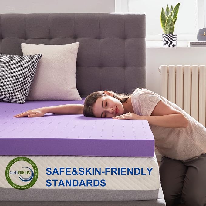 SINWEEK 4 Inch Gel Memory Foam Mattress Topper Ventilated Soft Mattress Pad, Bed Topper, CertiPUR-US Certified, Twin XL Size