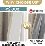 H.VERSAILTEX 100% Blackout Curtains for Bedroom Thermal Insulated Linen Textured Curtains Heat and Full Light Blocking Drapes Living Room Curtains 2 Panel Sets, Cobblestone, 52x96 Inch