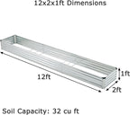 12x2x1ft(2 Pack) Galvanized Raised Garden Bed,Outdoor Planter Box Metal Patio Kit Planting Bed for Vegetables Flowers Herb,Silver