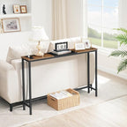 HOOBRO Narrow Console Table with Power Outlets, 44.9 Inches Sofa Table, Slim Behind Couch Table, Entryway Table with Display Shelf, for Living Room, Foyer, Hallway, Rustic Brown and Black BF114UXG01