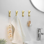 pickpiff Adhesive Wall Coat Hooks - Heavy Duty Stick-On Door Hanger, Metal Hook for Hanging Towel,Purse, Robe, Backpack, Jacket, Clothes - for Bathroom,Dorm, Closet, Kitchen - Gold, 6 Pack