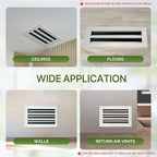 Modern Air Vent Cover 10x8 (Duct Opening) - Decorative White Aluminum Linear Slot Diffuser for Wall, Ceiling, Floor Register - Quiet Operation HVAC Grille for Home with Adjustable Airflow