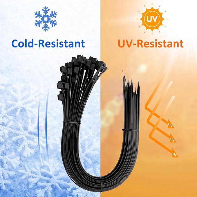 Zip Ties, Zip Ties Heavy Duty, Assorted Sizes (12"+18"+24")-300 Pack, Cable ties, Large Zipties Heavy Duty Black, Wire Ties with 220 lb Tensile Strength for Outdoor Use, Long Zip Tie, ANOSON