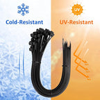Large Zip Ties 18 inch (250 Pack), Long Zip Ties Heavy Duty with 220 lb Tensile Strength, Big Cable Ties, Black, by ANOSON