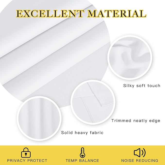 NICETOWN White Room Darkening Curtain 120 inches Long for Living Room - Grommet Solid Thermal Insulated Grommet Light Blocking Window Treatment for Bedroom (1 Panel, W52 x L120)