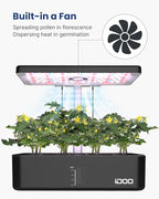 iDOO Hydroponics Growing System Kit 12Pods, Indoor Herb Garden System, with LED Grow Light, Built-in Fan, Auto-Timer, Adjustable Height Up to 11.3", for Home School, for Women Mom, for Christmas Gifts