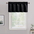 NICETOWN Black Velvet Valance Curtains for Windows 16 inch Length, Kitchen Window Treatment Room Darkening, W52 x L16, 1 Panel