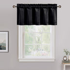 NICETOWN Black Velvet Valance Curtains for Windows 16 inch Length, Kitchen Window Treatment Room Darkening, W52 x L16, 1 Panel