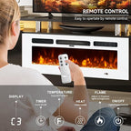 70" TV Stand for Living Room, Modern Entertainment Center & Media Console, Fits TVs up to 80", Storage Cabinet with Shelves, 36" Electric Fireplace with LED Flame