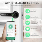 Smart Door Lock with Knob, Keyless Entry Door Locks with Handle, Fingerprint Door Knob for Bedroom/Front Door/Apartment,Generate Passcode Remotely Black