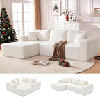 110” Cloud Sectional Couch, Modular Sectional Sofa for Living Room, Boneless Sofa with Deep Seat, Comfy Fluffy Couch with L-Shaped Chaise, No Assembly Required (Left-Facing Chaise, Beige)