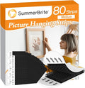 Picture Hanging Strips 80 Strips, Damage Free Removal, Wall Poster Picture Hangers Without Nails, Sticky Hook & Loop Adhesive Strips for Poster/Picture/Home/Office, 40 Pairs/Medium, Black