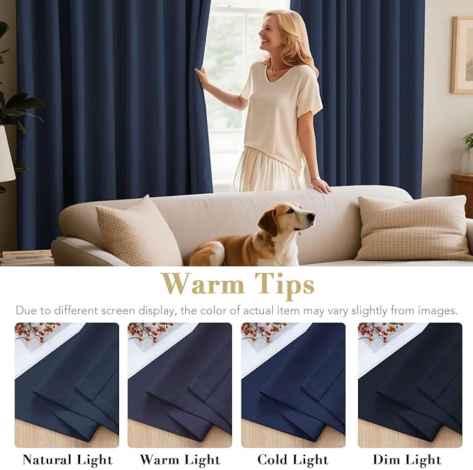 H.VERSAILTEX Premium Blackout Thermal Insulated Room Darkening Curtains for Bedroom/Living Room - Classic Grommet Top (2 Panels, Navy, 52 Inch by 54 Inch)