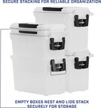 Sheffield 12758 4-Pack Ammo Storage Box, Stackable .30 Cal Field Boxes, Water and Dust Resistant, Lockable Storage Box with Handle, Secures Hunting Gear, Supplies, and Bullets, Made in USA, Frost