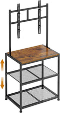 23 Inch to 50 Inch Floor Small Corner TV Stand with Storage Shelves for Living Room Bedroom, Universal Floor Television Stands with Mount, Rustic Brown Corner TV Table Desk Shelf for Small Space