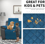 Easy-Going Loveseat Recliner Cover with Console, Reversible Couch Cover for Living Room, Split Sofa Cover for Each Seat with Elastic Straps for Kids, Dogs, Pets(2 Seater, Peacock Blue/Beige)