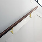 khtumeware 6 Pack 3 Inch Brushed Gold Hand Rail Bracket Heavy Duty Hardware for Stairways, Home or Office Vintage Stair Support Handrail Brackets