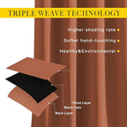 NICETOWN Bedroom Blackout Curtains Panels - Triple Weave Energy Saving Thermal Insulated Solid Grommet Blackout Draperies for Patio (80 inches by 108 Inch,Burnt Orange, Set of 2)